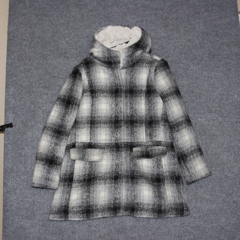 Madden Girl Hooded Jacket Women XL Black White Cozy Warm Fur Lined Warm